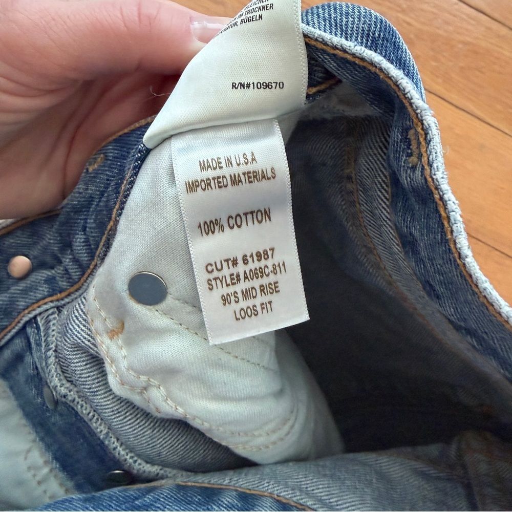 Agolde 90’s Mid Rise Loose Fit Distressed Denim Jeans Size 23 - Picture 8 of 16